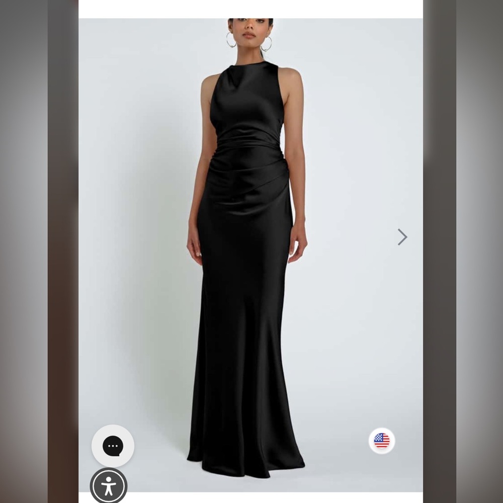 NWT Jenny Yoo Grant Black Satin Dress